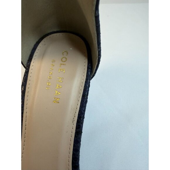Cole Haan Grand Os Lara Womens Size 7.5 Navy Blue Wedges Ankle Strap Suede Pump - Picture 12 of 12